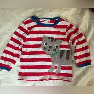Toby Tiger size 2/3 Red and White Striped Cat Shirt